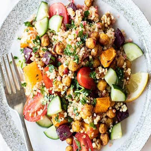 Moroccan Salad with Quinoa and Chickpeas - Countsofthenetherworld.com