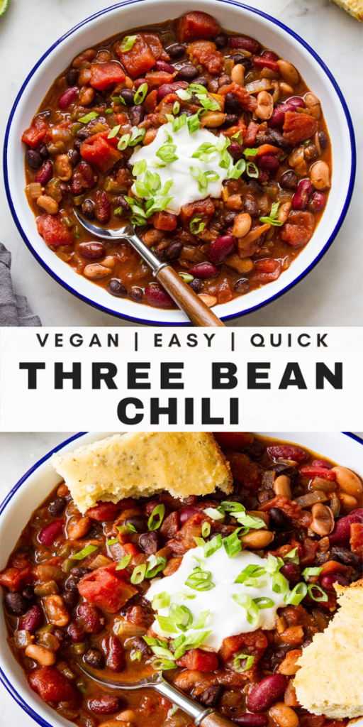 Easy Vegan Three Bean Chili Recipe - Countsofthenetherworld.com